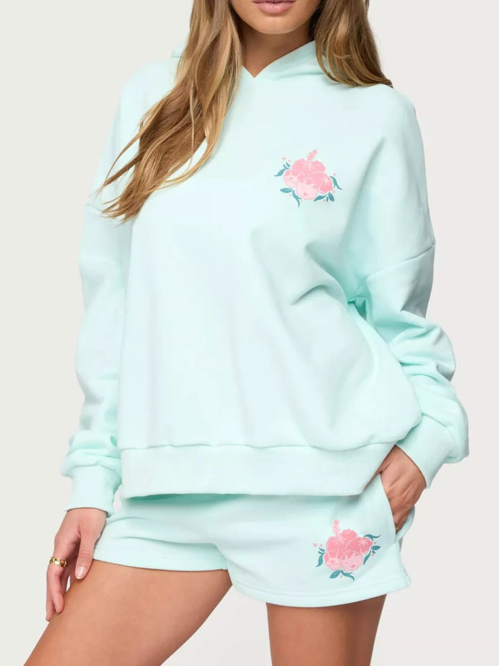 Drop Shoulder Graphic Hoodie with Kangaroo Pocket