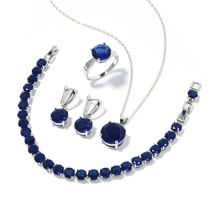 Geometric Round Earrings Ring Bracelet Necklace Ornament Suit