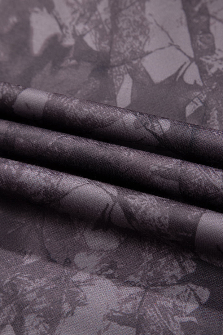 Brown Abstract Woodland Camo Print Baggy Pullover Drawstring Shorts Set