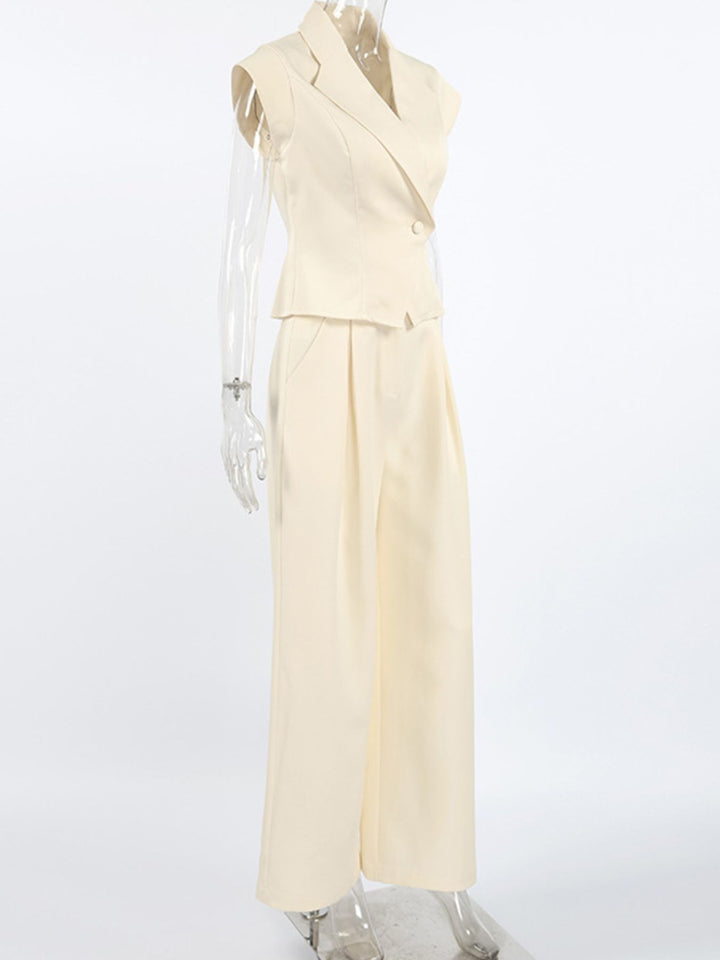 One Button Blazer & Wide Leg Pants Set