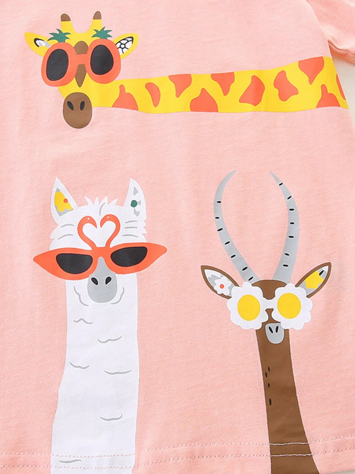 Children's Cartoon Animal Print T-Shirt