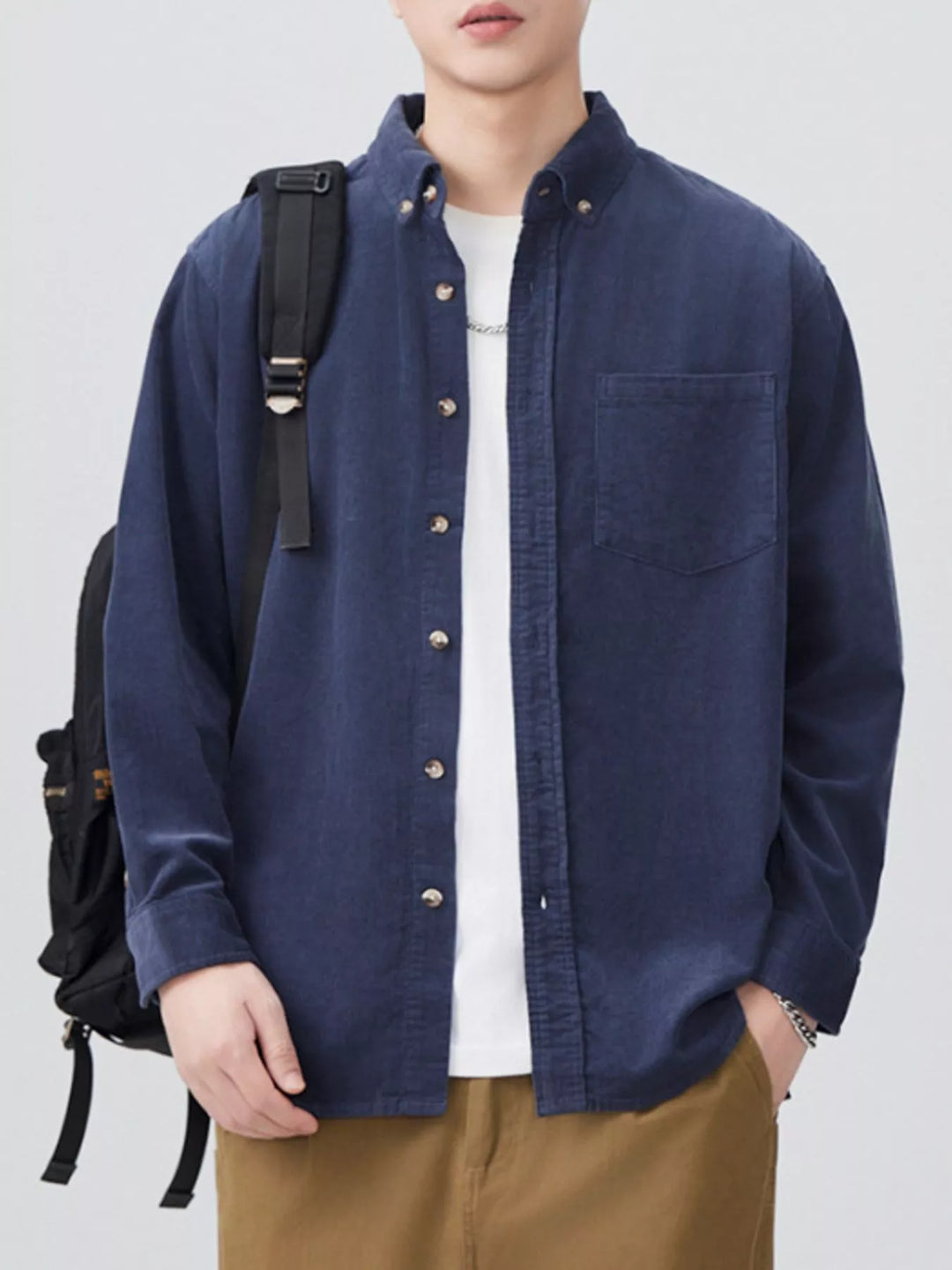 Men's Plus Size Button Up Long Sleeve Shirt