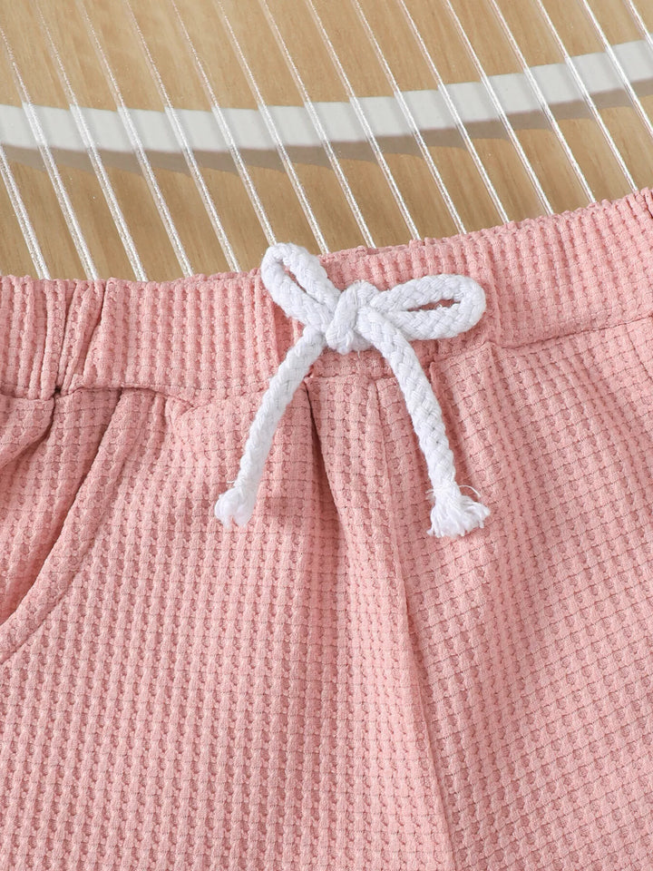 Children's Honey Flower Waffle Knit Tee and Shorts Set