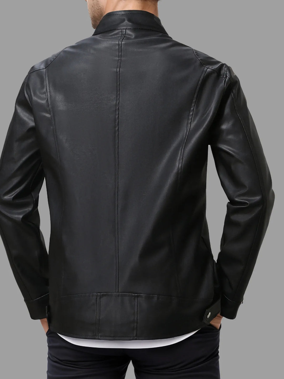 Men's Full Size Zip Up Leather Jacket Plus Size