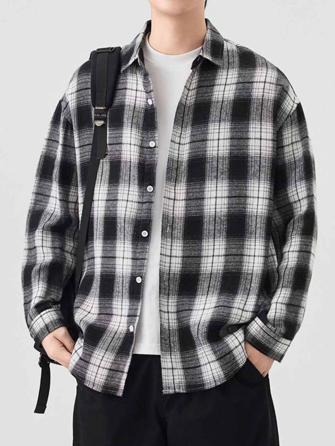 Men's Plus Size Casual Plaid Button Up Shirt