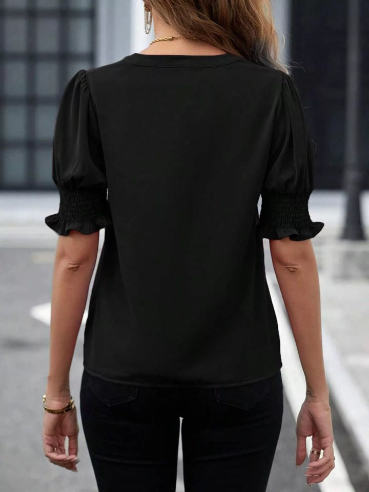 Notched Half Sleeve Blouse