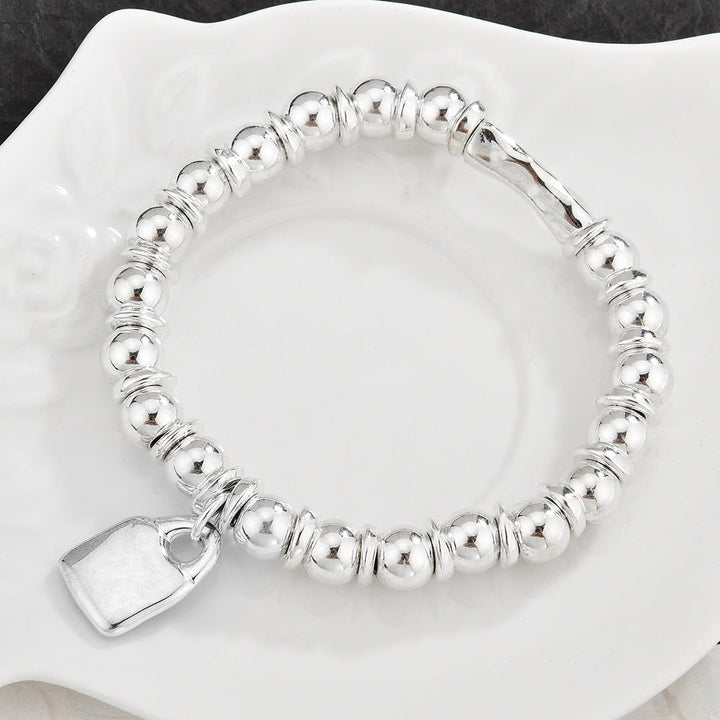 3Pcs Stackable Twisted Silver Bead Bracelet Set For Women, Zircon Horseshoe Charm Open Cuff Bangles, Minimal Cold Style Daily Fashion Jewelry