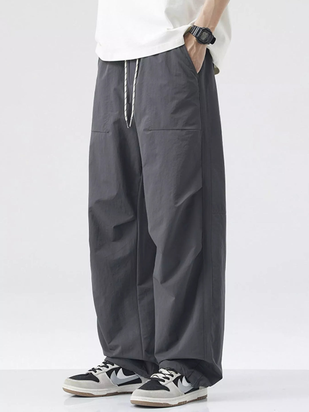 Men's Loose-Fit Drawstring Wide Leg Pants