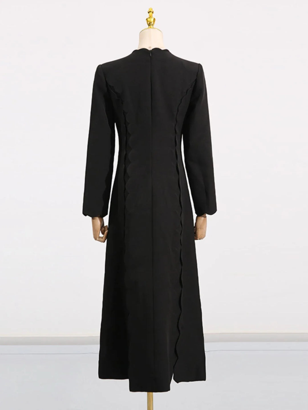 Long Sleeve Bow Front Midi Dress