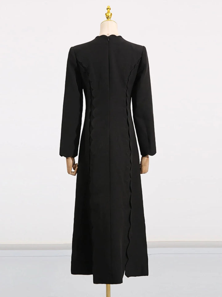 Long Sleeve Bow Front Midi Dress