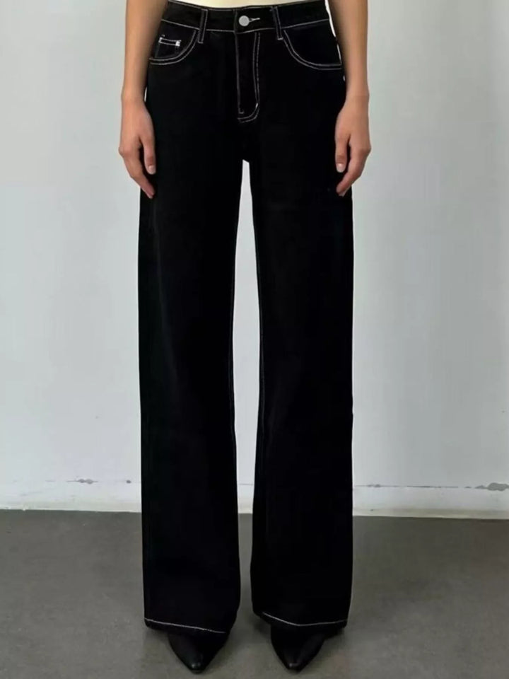 Wide Leg Washed Jeans