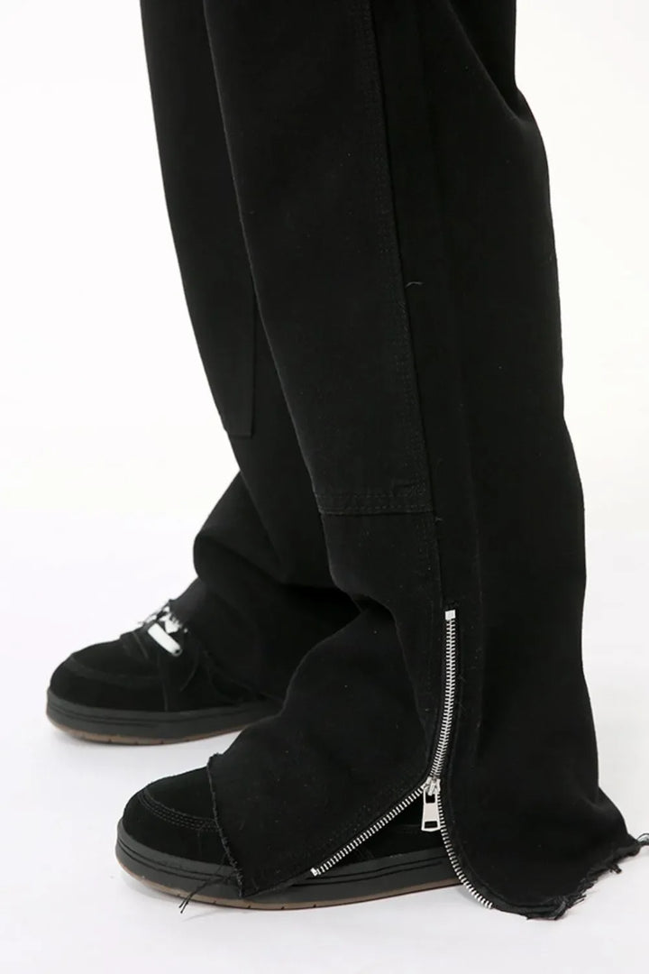 Men's Raw Hem Bootcut Jeans with Zip-Up Sides