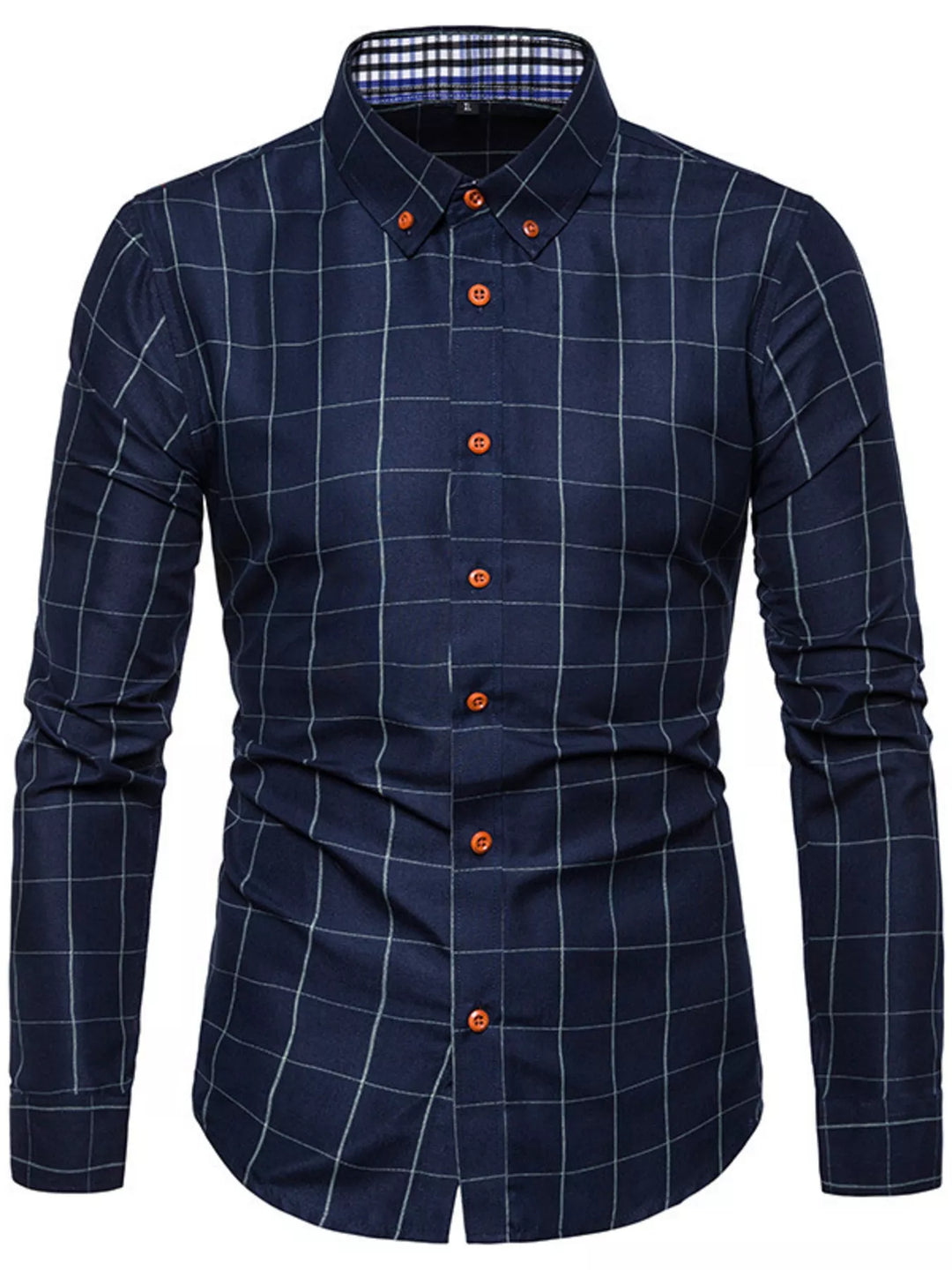 Men's Plus Size Classic Plaid Button-Down Shirt
