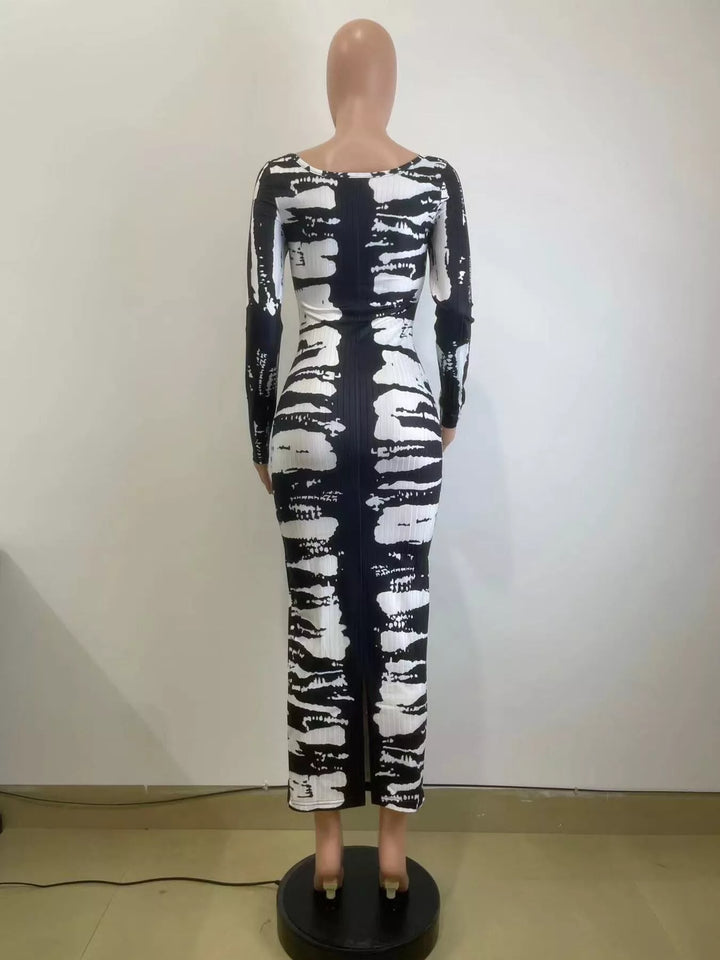 Tie-Dye Long Sleeve Maxi Dress
