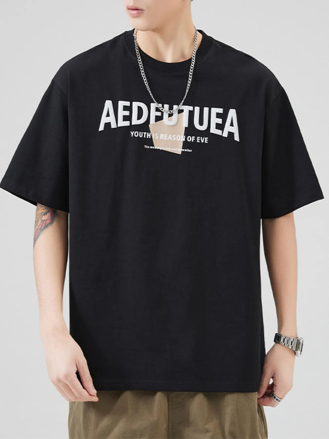 Men's Plus Size Letter Round Neck Half Sleeve T-Shirt
