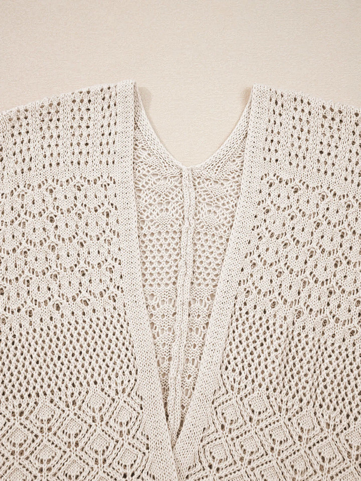 Hollowed Knit Open Front Cardigan