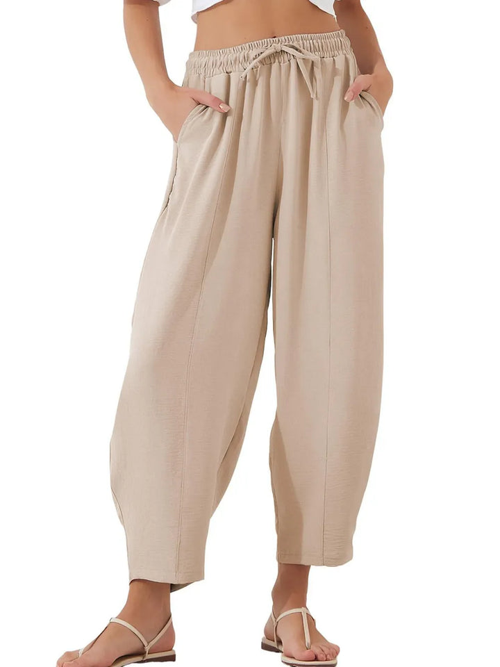 Full Size Drawstring Cropped Jogger Pants Plus Size