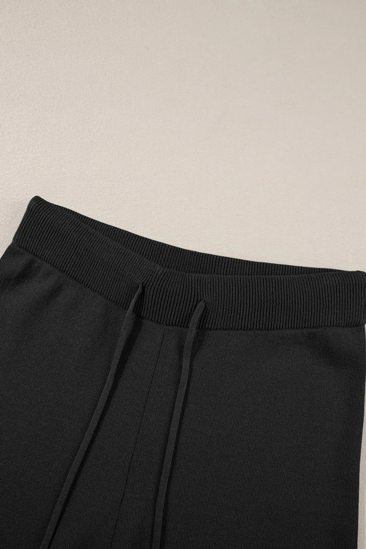 Contrast Trim Round Neck Top and Pants Set
