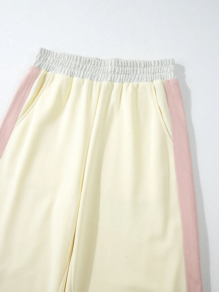 Color Block Round Neck Top and Pants Set