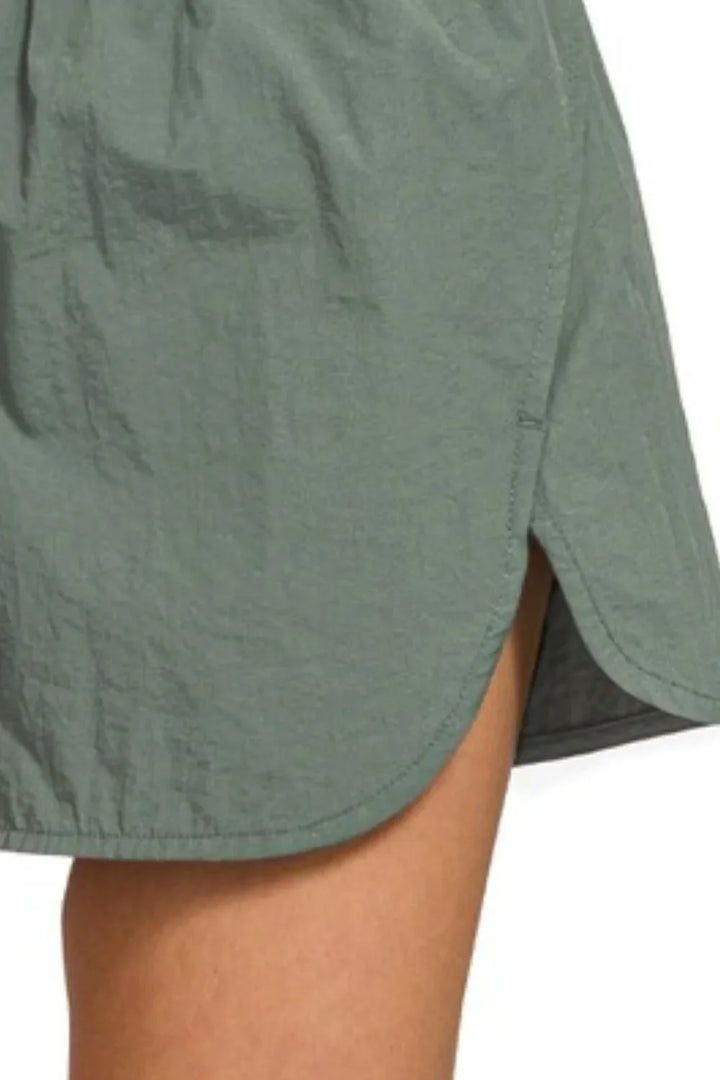 Zenana Windbreaker Smocked Waistband Running Shorts