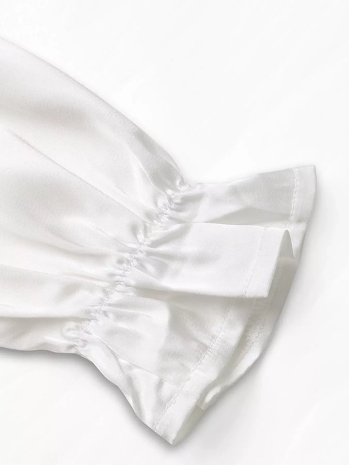 Ruffled Cold Shoulder Flounce Sleeve Blouse