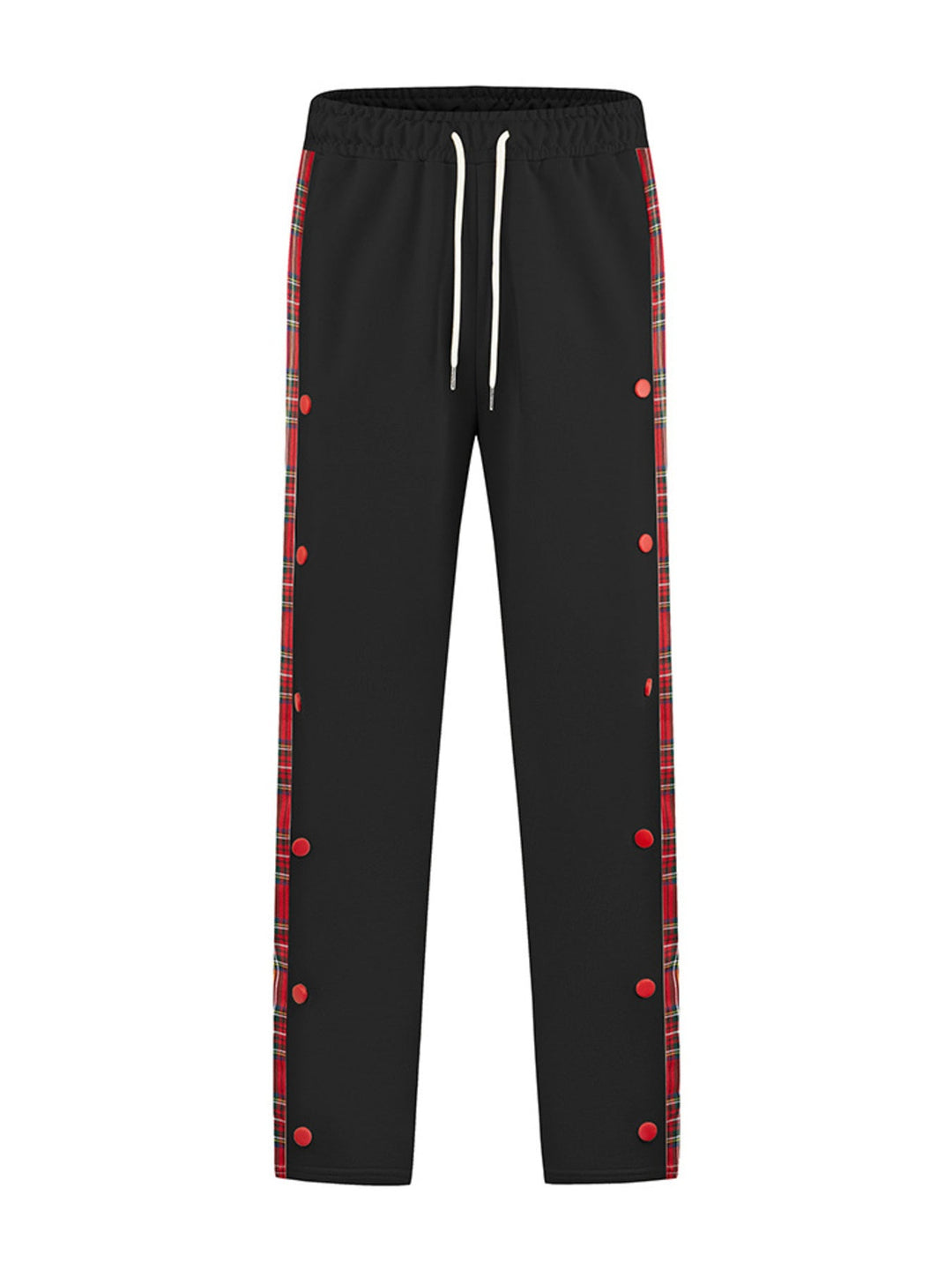 Men's Full Size Drawstring Plaid Side Stripe Pants Plus Size