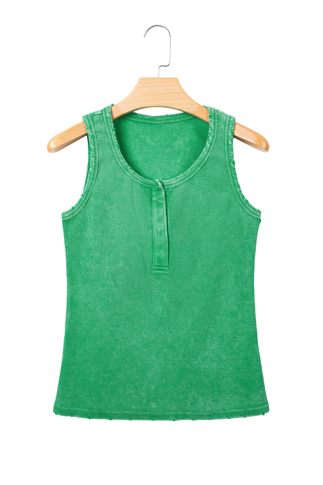 Bright Green Vintage Distressed Ribbed Mineral Wash Tank Top