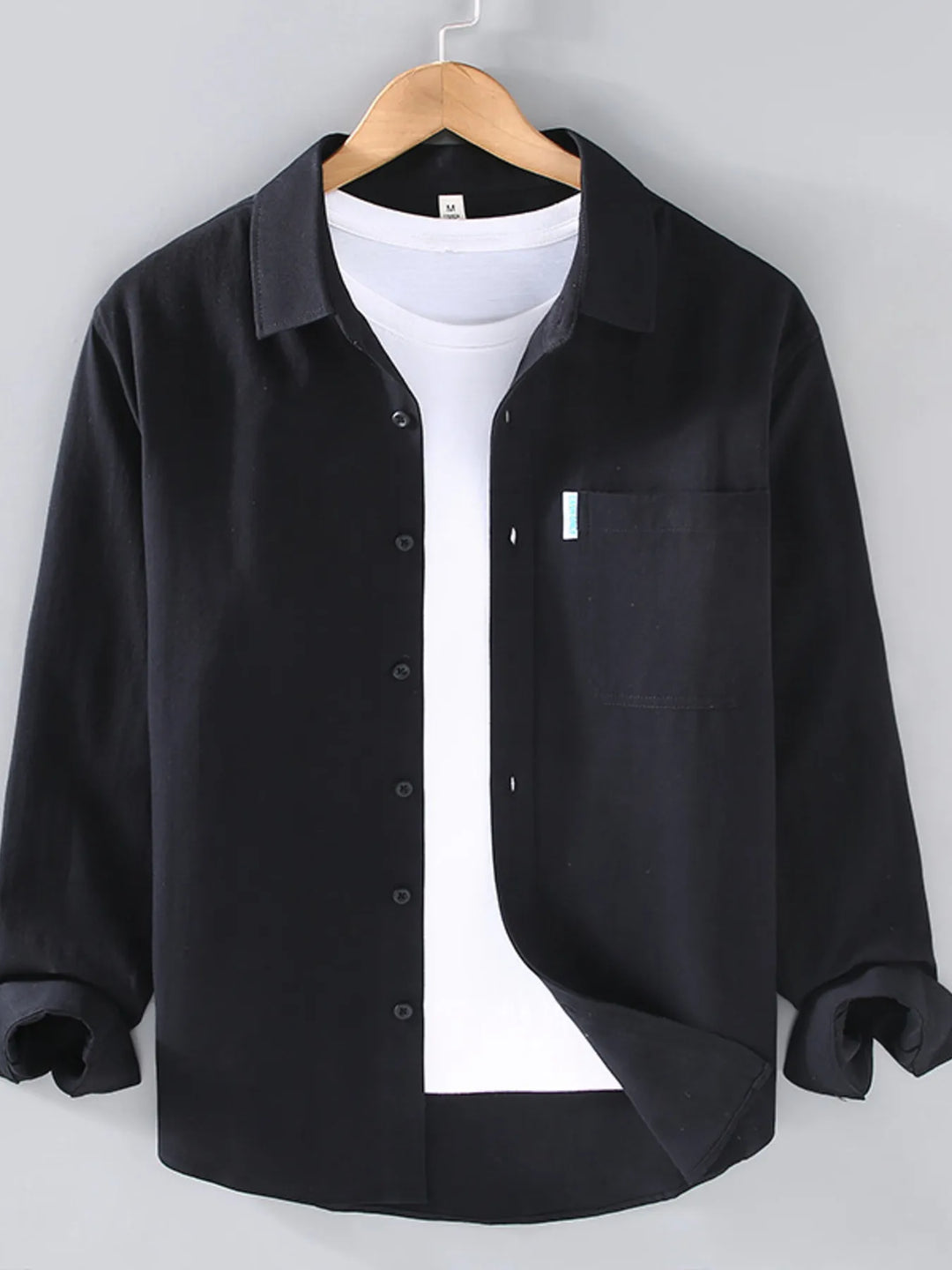 Men's Plus Size Long Sleeve Button-Up Shirt