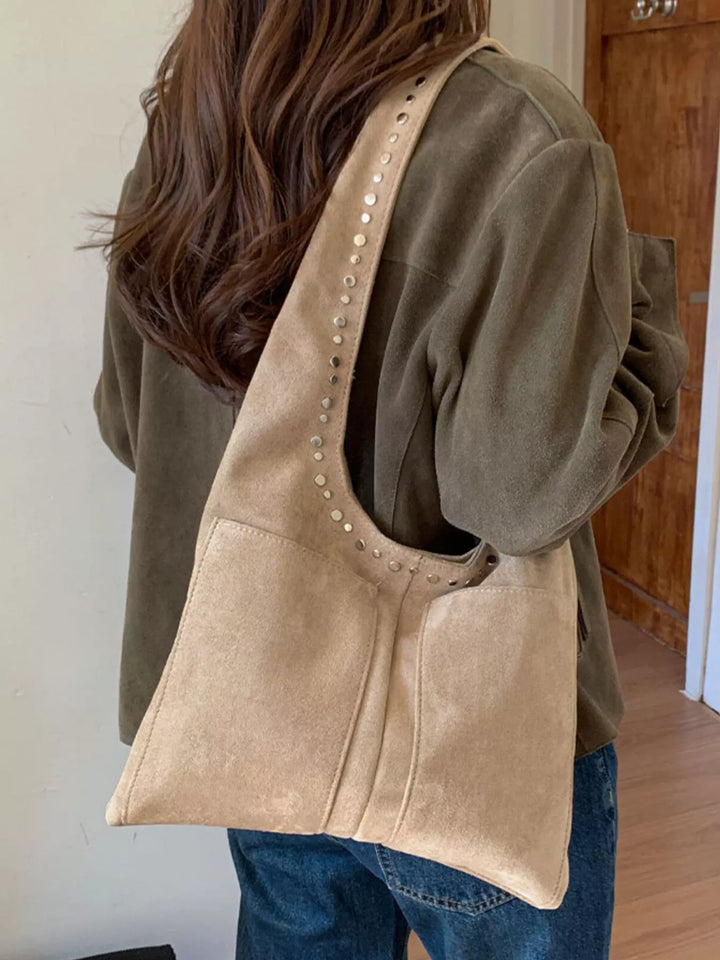 Studded Suede Shoulder Bag