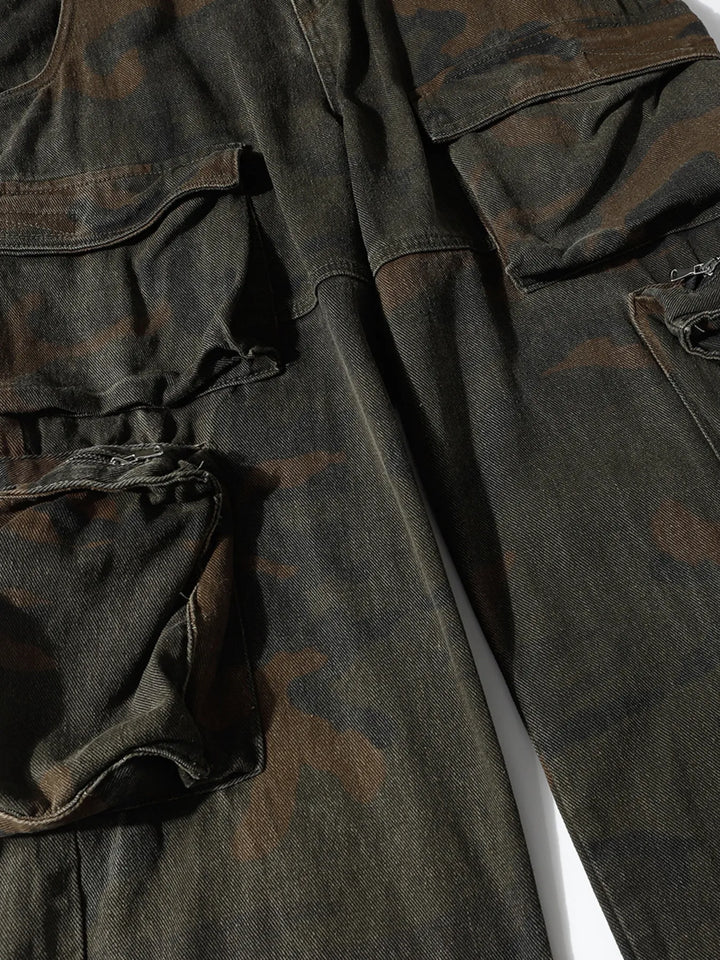 Men's Vintage Camo Cargo Wide Leg Jeans