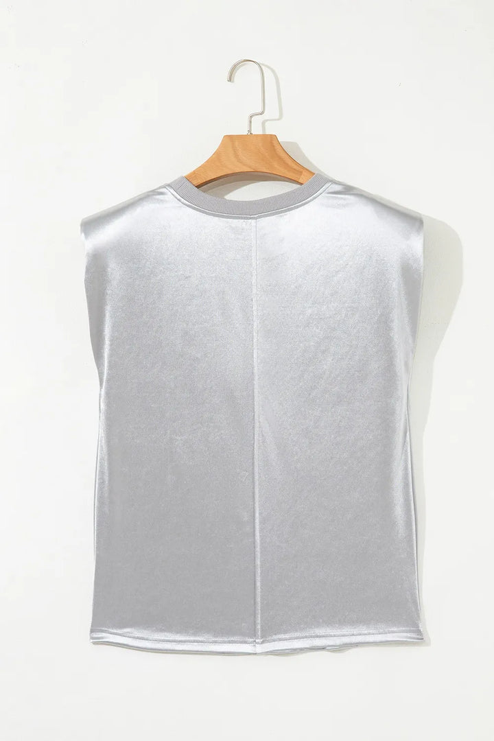 Round Neck Satin Tank Top