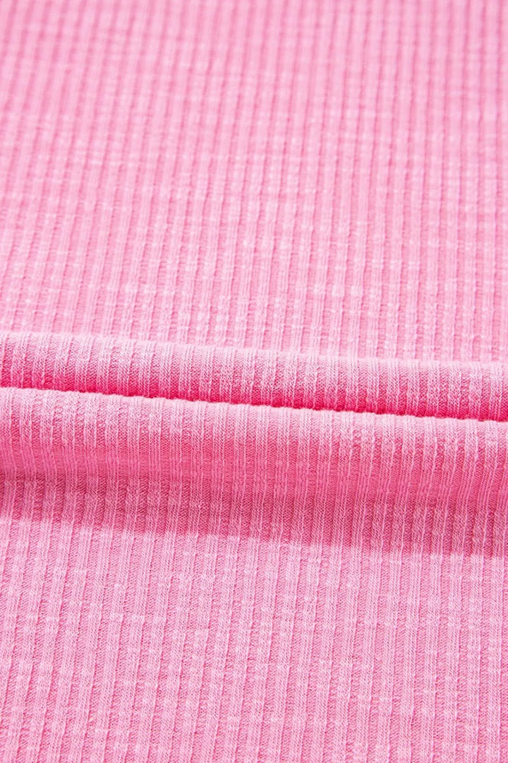 Striped Ruffle Flutter Sleeve Ribbed Blouse