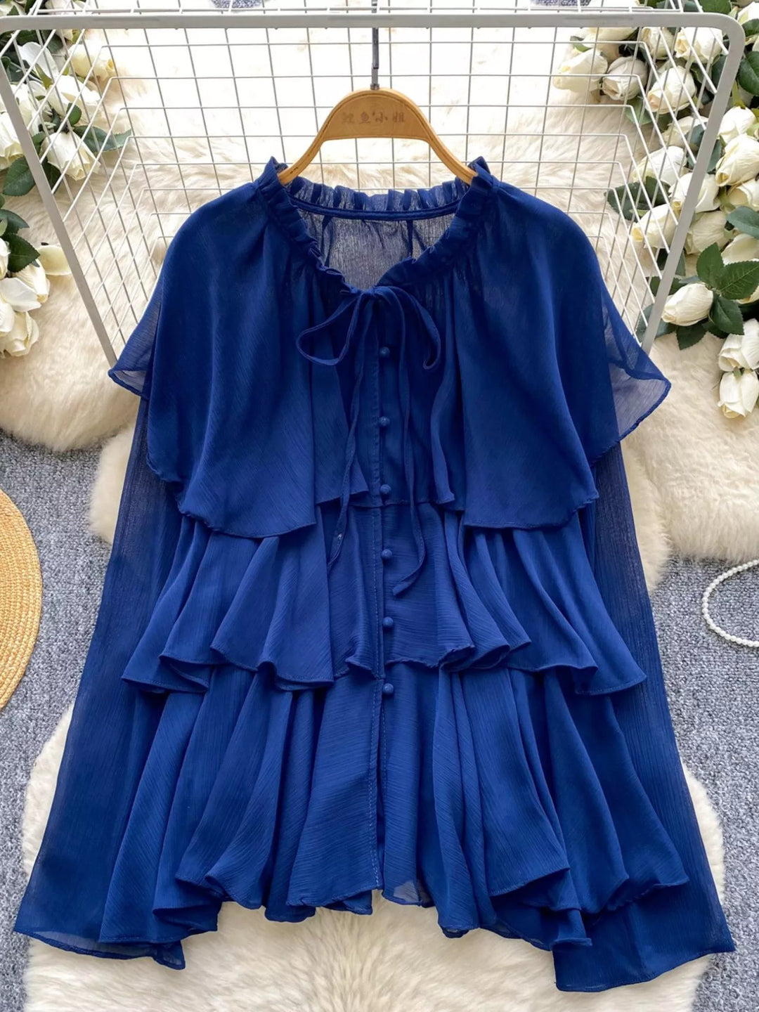 Ruffle Tiered Chiffon Blouse