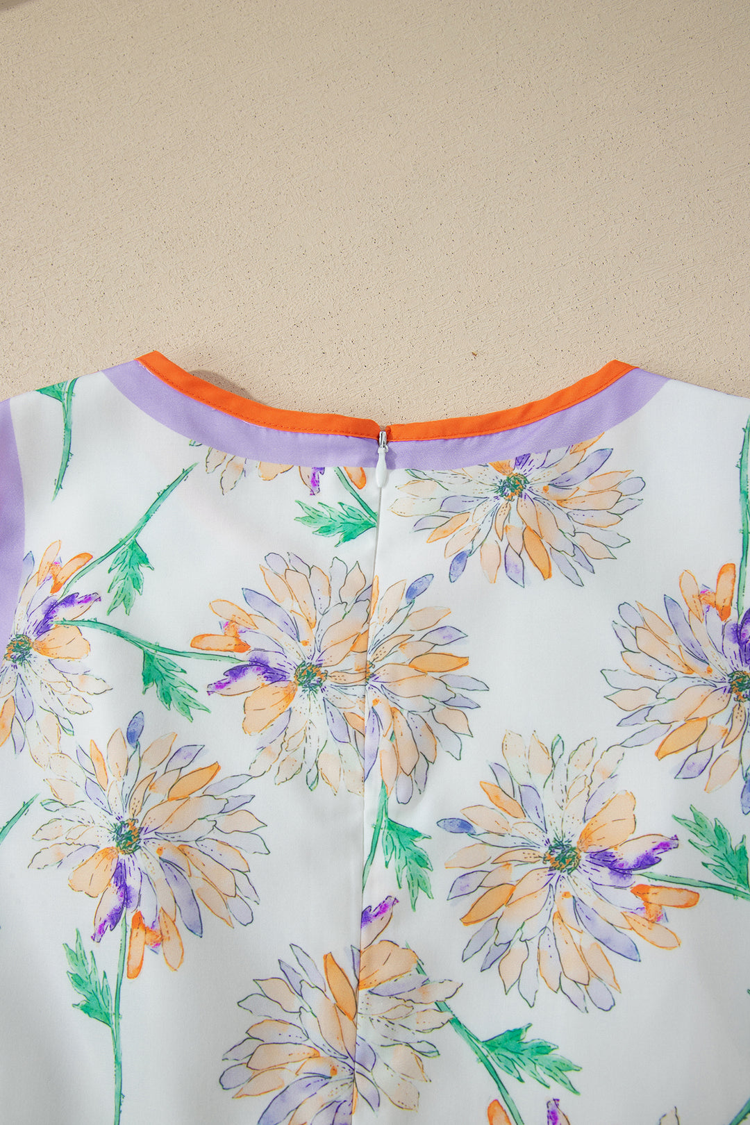 White Floral Print Color Block Trim Belted Sleeveless Maxi Dress
