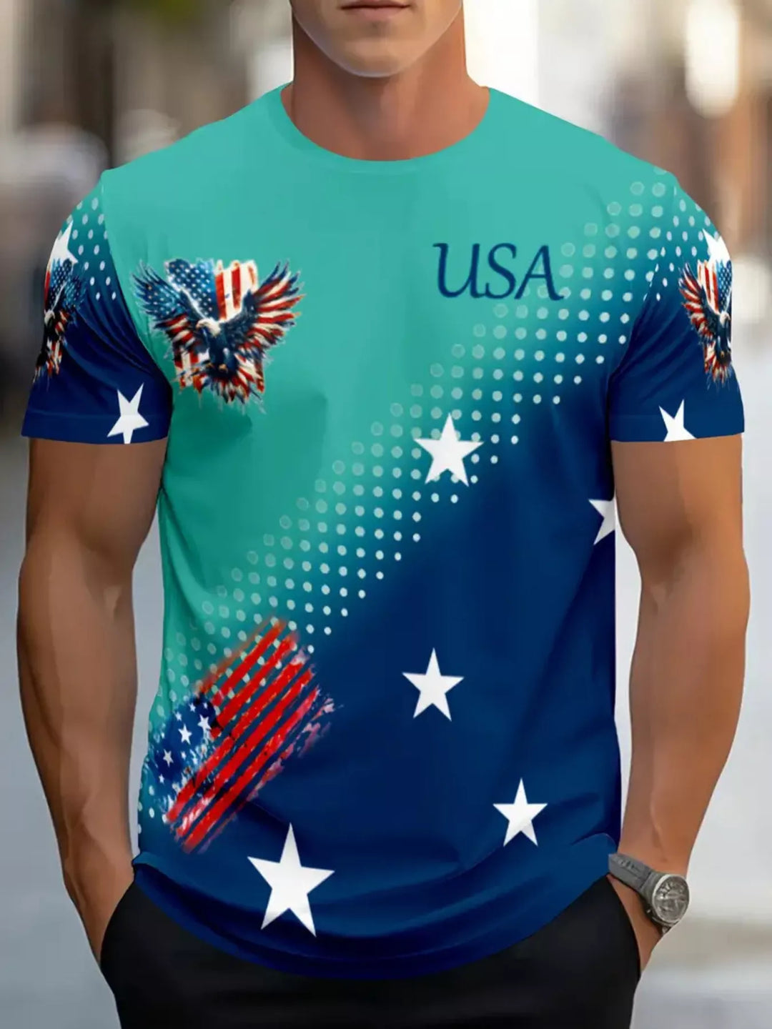 Men's Full Size Patriotic Eagle USA Graphic T-Shirt Plus Size