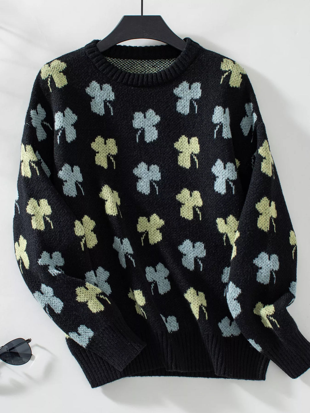 Clover Round Neck Long Sleeve Sweater