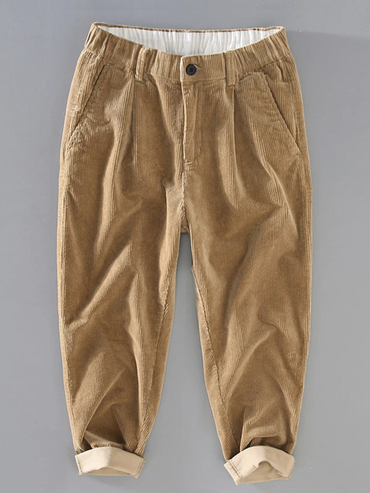 Men's Plus Size Corduroy Pleated Casual Pants