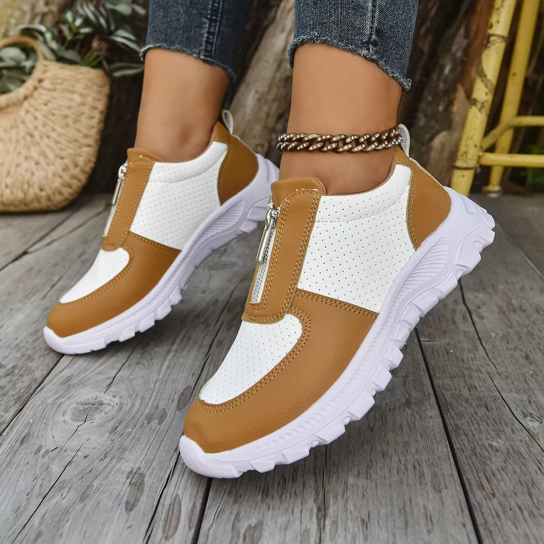 Contrast Breathable Zip Sneakers