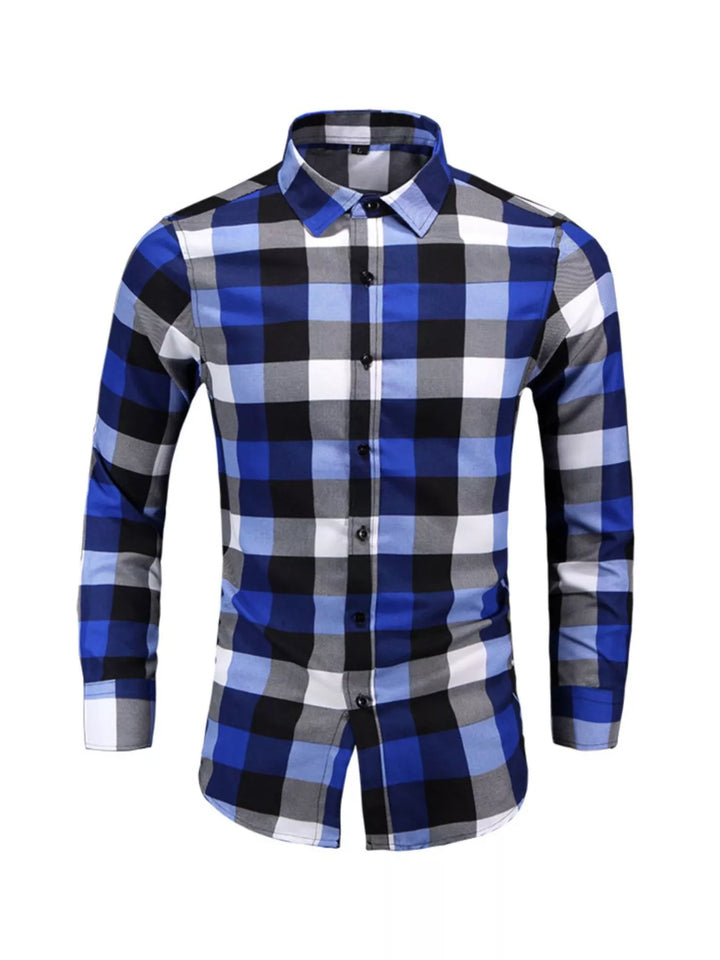 Men's Plus Size Plaid Long Sleeve Shirt