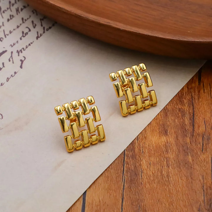 18K Gold-Plated Geometric Stud Earrings
