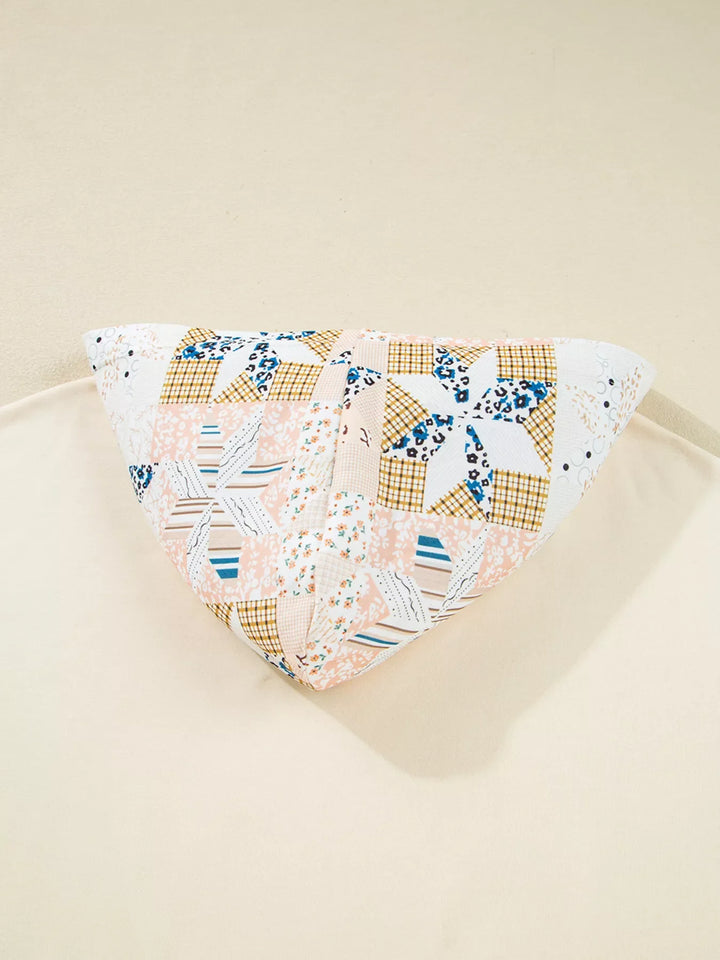 Geo Pattern Patchwork Hoodie with Kangaroo Pocket