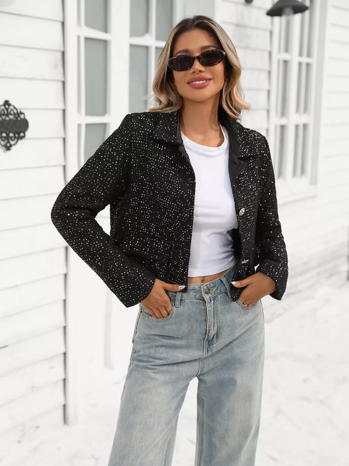 Tweed Button Up Cropped Jacket