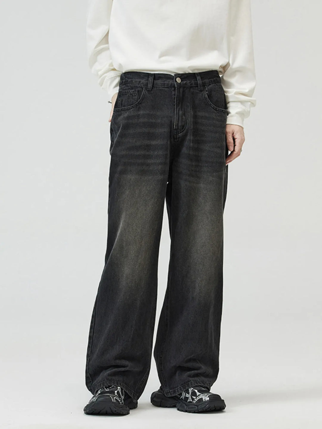 Men's Full Size Washed Straight Jeans Plus Size