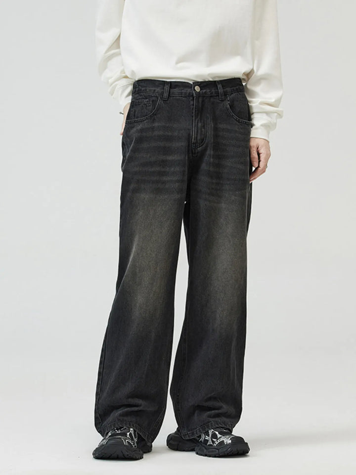 Men's Full Size Washed Straight Jeans Plus Size