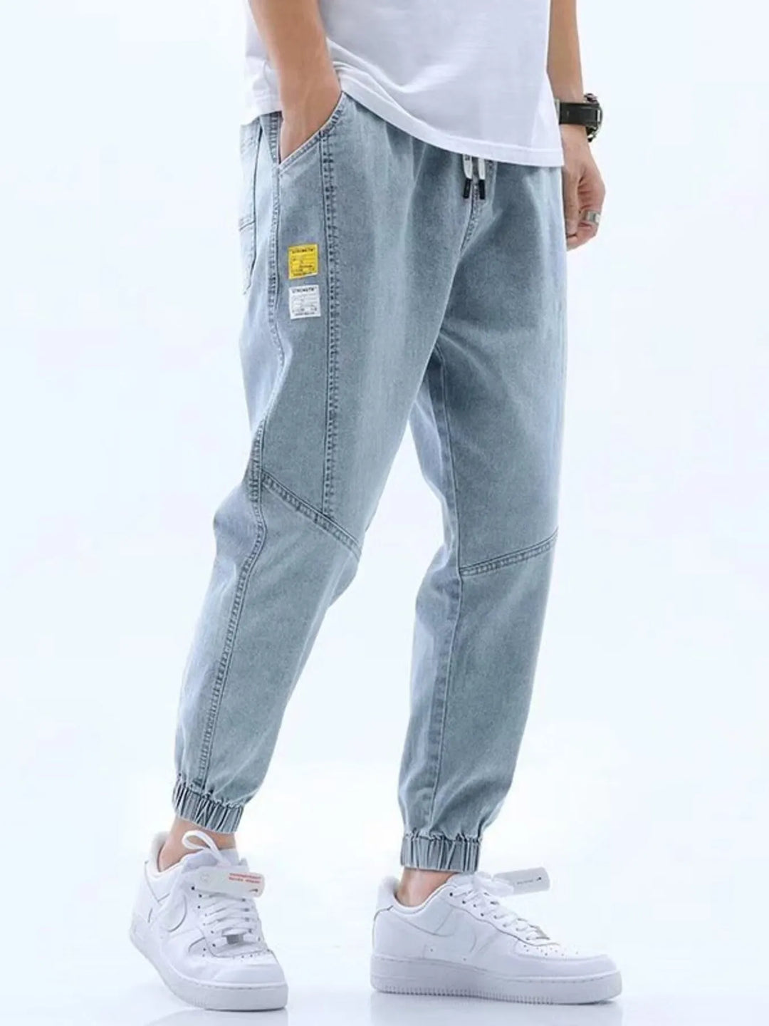 Men's Full Size Drawstring Loose Fit Jeans Plus Size