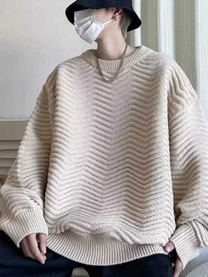 Men's Textured Knit Oversized Sweater
