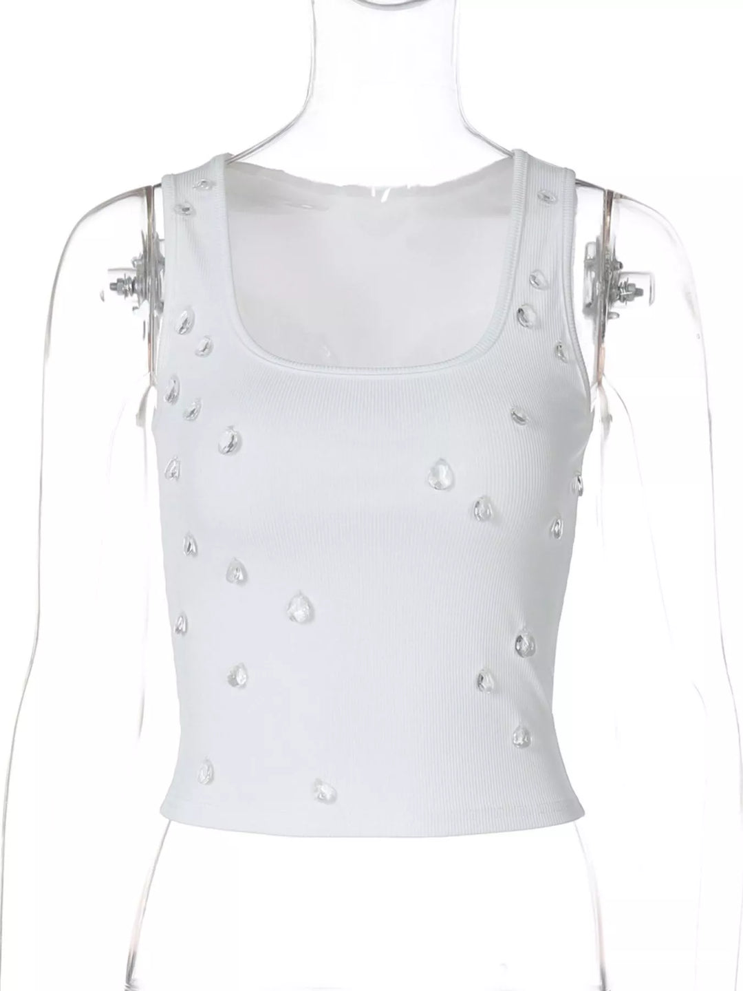 Bead Embellished Square Neck Tank