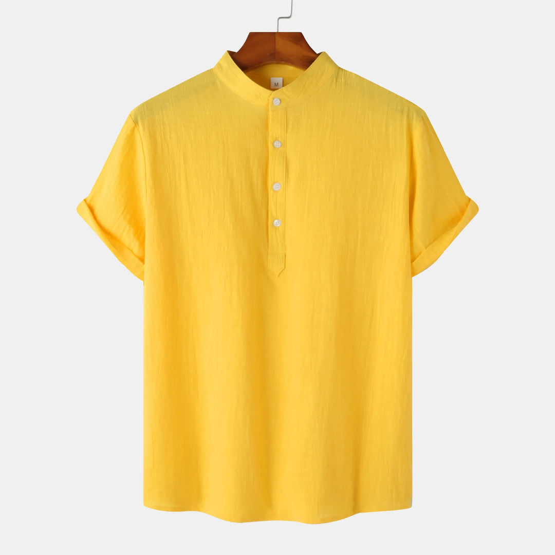 Men's Mandarin Collar Short Sleeve Henley Shirt