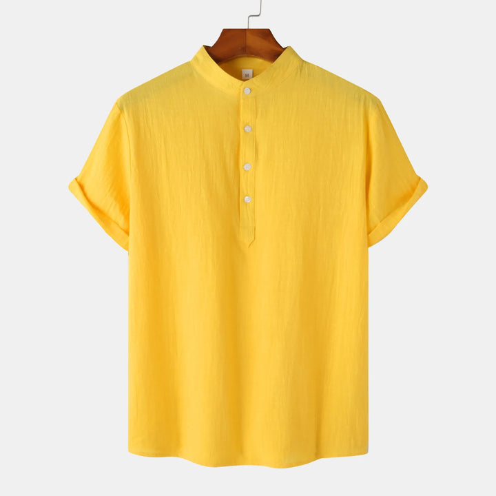 Men's Mandarin Collar Short Sleeve Henley Shirt
