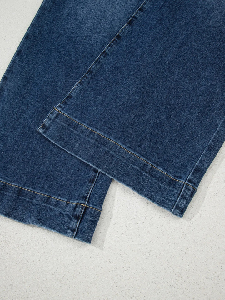 Cropped High Rise Wide Leg Jeans